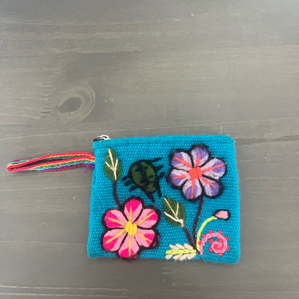 Colorful Floral Embroidered Pouch